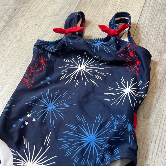 Hanna Andersson Firework Swimsuit - 18-24M - Patriotic One-Piece w/ Bows Beachy - Picture 3 of 10